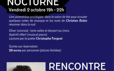 LA NUIT – Lecture des textes de Christian Bobin à la librairie L&rsquo;Oiseau bleu à Loches (37) le vendredi 2 octobre 2026 – 19h-22h.
